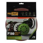 Casa si Gradina - Constructii - Scule electrice si accesorii - Accesorii polizare si slefuire - Disc abraziv pentru slefuitor cu excentric KD225.180 PROCRAFT Set 10 buc Diametru: 225 mm Granulatie: P180 - Infinity.ro