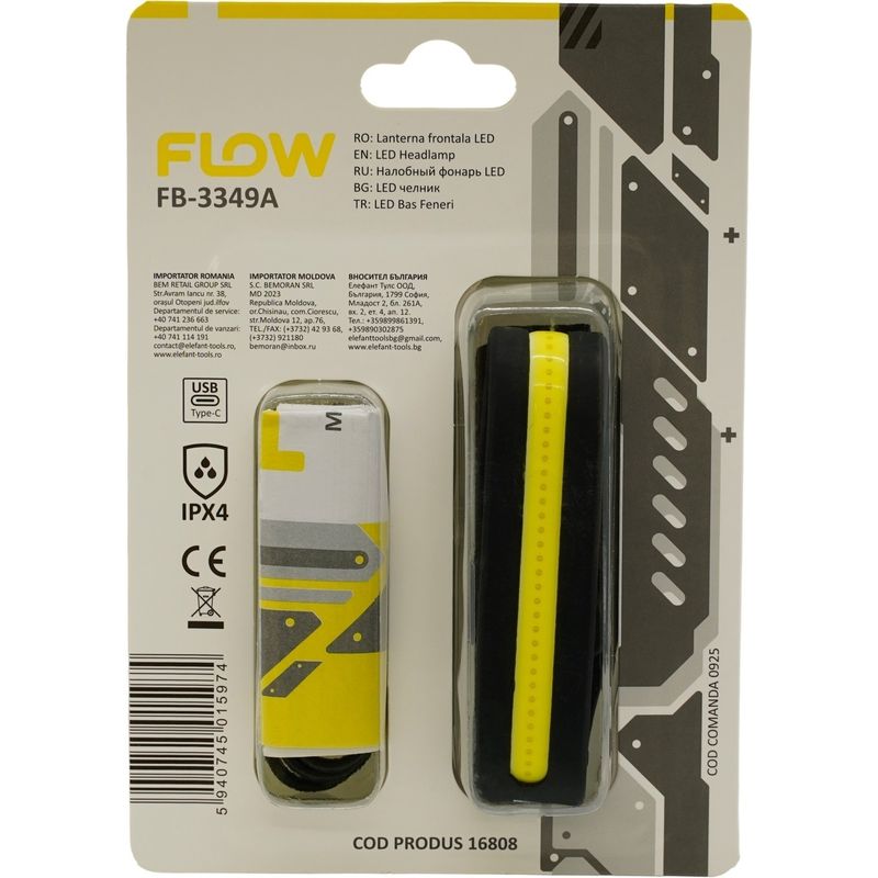 Casa si Gradina - Corpuri si surse de iluminat - Iluminat exterior - Lanterne - Lanterna de cap LED cu senzor de miscare FLOW FB-3349A - Infinity.ro