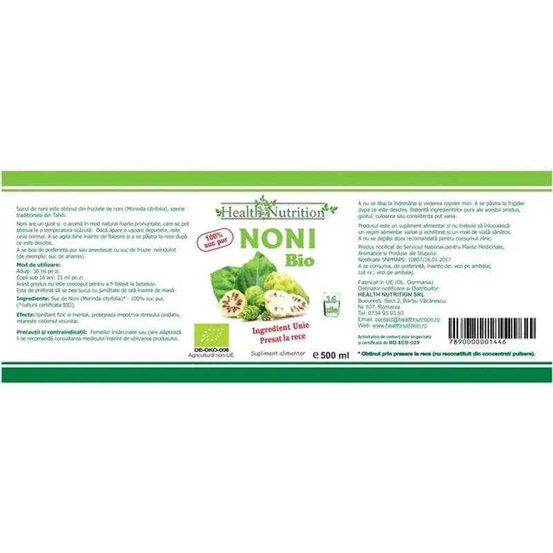 Market - Bauturi - Bauturi non-alcoolice - Bauturi necarbogazoase - Noni 100% pur 500 ml ECOLOGIC - Infinity.ro
