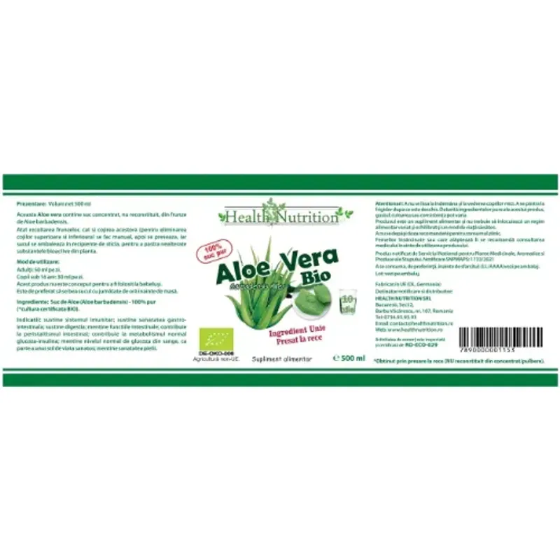 Market - Bauturi - Bauturi non-alcoolice - Bauturi necarbogazoase - Aloe 100%  suc pur 500 ml ECOLOGIC - Infinity.ro