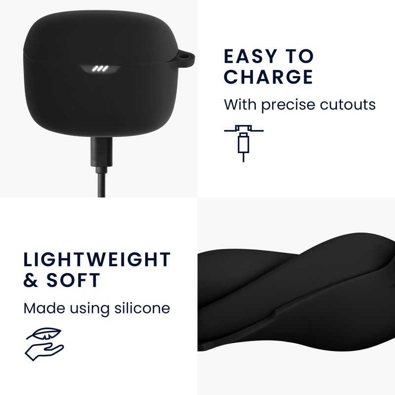 Laptop, Telefoane si Tablete - Wearables si gadgeturi - Wearables - Accesorii wearables - Husa casti Kwmobile pentru JBL Tune Buds, protectie la zgarieturi, Silicon, negru - Infinity.ro