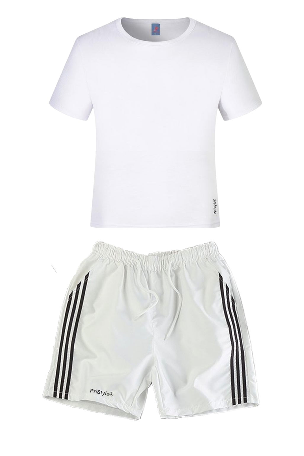 Set Pantaloni Scurti si Tricou, Set cu Evaporare Rapida a Transpiratiei, Alb