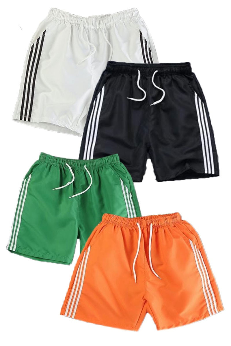 Set 4 Pantaloni Scurti, Fitness sau Sport, Cu 2 Buzunare, Multicolor, Alb, Negru, Verde, Portocaliu, L, PriStyle®