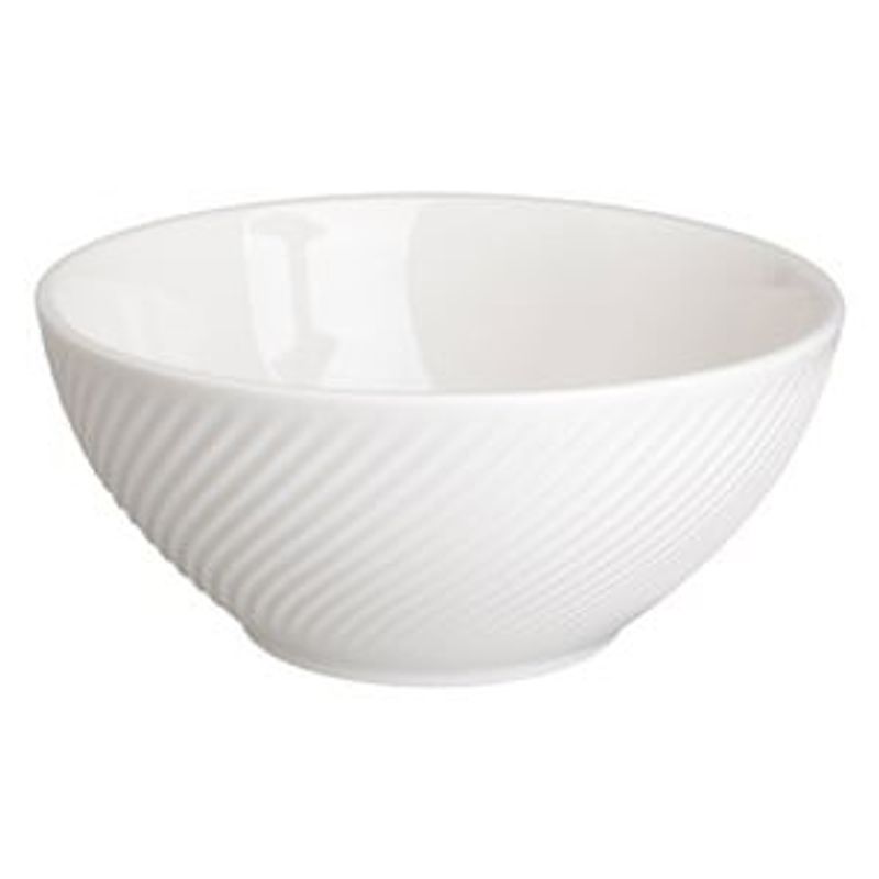 Casa si Gradina - Bucatarie si vesela - Vesela si tacamuri - Farfurii si boluri - Bol ceramic alb cu model reliefat liniar, 642 ml - Infinity.ro