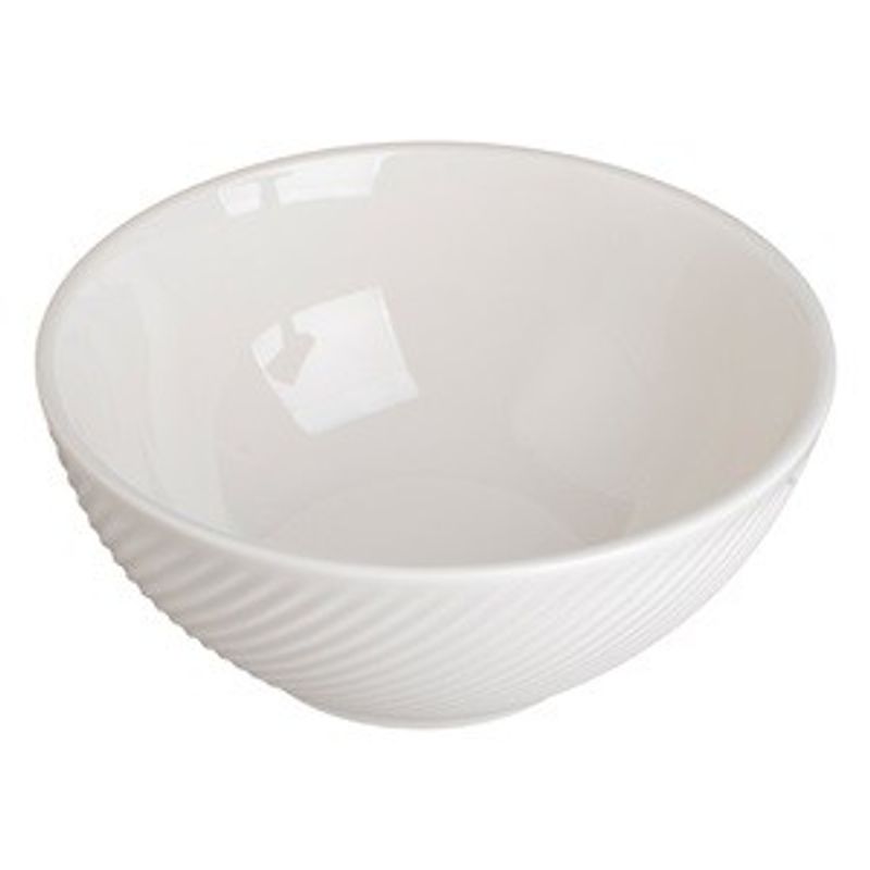 Casa si Gradina - Bucatarie si vesela - Vesela si tacamuri - Farfurii si boluri - Bol ceramic alb cu model reliefat liniar, 642 ml - Infinity.ro