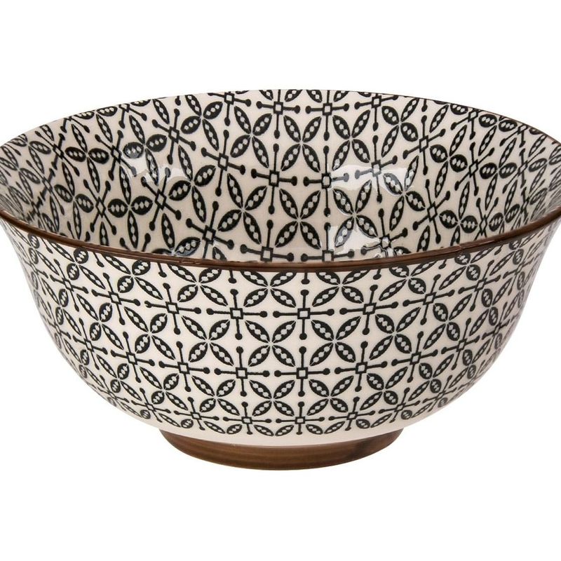 Casa si Gradina - Bucatarie si vesela - Vesela si tacamuri - Farfurii si boluri - Bol ceramic 500ml, Bej cu model negru - Infinity.ro