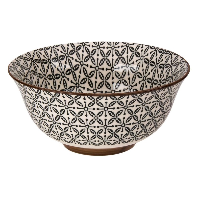 Casa si Gradina - Bucatarie si vesela - Vesela si tacamuri - Farfurii si boluri - Bol ceramic 500ml, Bej cu model negru - Infinity.ro