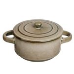 Casa si Gradina - Bucatarie si vesela - Vesela si tacamuri - Farfurii si boluri - Bol ceramic cu capac si manere, 700ml, Verde Kaki, Glaze - Infinity.ro