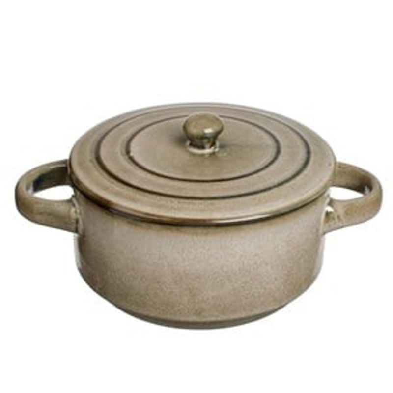 Casa si Gradina - Bucatarie si vesela - Vesela si tacamuri - Farfurii si boluri - Bol ceramic cu capac si manere, 700ml, Verde Kaki, Glaze - Infinity.ro