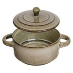 Casa si Gradina - Bucatarie si vesela - Vesela si tacamuri - Farfurii si boluri - Bol ceramic cu capac si manere, 700ml, Verde Kaki, Glaze - Infinity.ro
