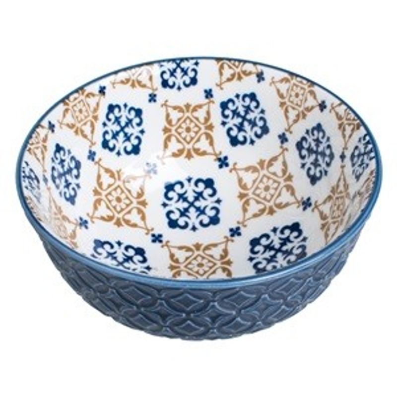 Casa si Gradina - Bucatarie si vesela - Vesela si tacamuri - Farfurii si boluri - Bol de Portelan Albastru cu Modele Reliefate - Design Decorativ - Infinity.ro