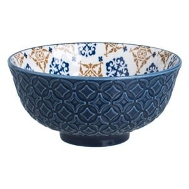 Casa si Gradina - Bucatarie si vesela - Vesela si tacamuri - Farfurii si boluri - Bol de Portelan Albastru cu Modele Reliefate - Design Decorativ - Infinity.ro