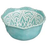 Casa si Gradina - Bucatarie si vesela - Vesela si tacamuri - Farfurii si boluri - Bol decorativ din portelan, verde menta, cu model floral reliefat - Infinity.ro
