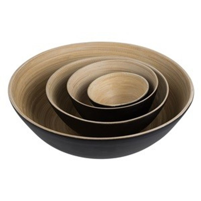 Casa si Gradina - Bucatarie si vesela - Vesela si tacamuri - Farfurii si boluri - Bol din Bambus Negru cu Detalii Naturale - Design Rustic - Infinity.ro