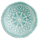 Casa si Gradina - Bucatarie si vesela - Vesela si tacamuri - Farfurii si boluri - Bol decorativ din portelan, verde menta, cu model floral reliefat - Infinity.ro