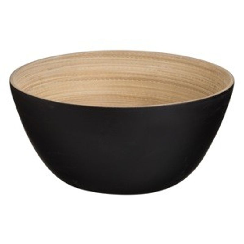 Casa si Gradina - Bucatarie si vesela - Vesela si tacamuri - Farfurii si boluri - Bol din Bambus Negru cu Detalii Naturale - Design Rustic - Infinity.ro