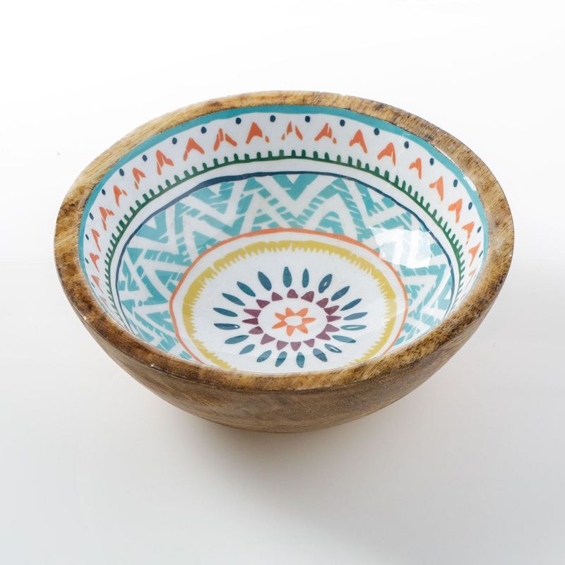 Casa si Gradina - Bucatarie si vesela - Vesela si tacamuri - Farfurii si boluri - Bol din lemn emailat cu design Aztec - Infinity.ro