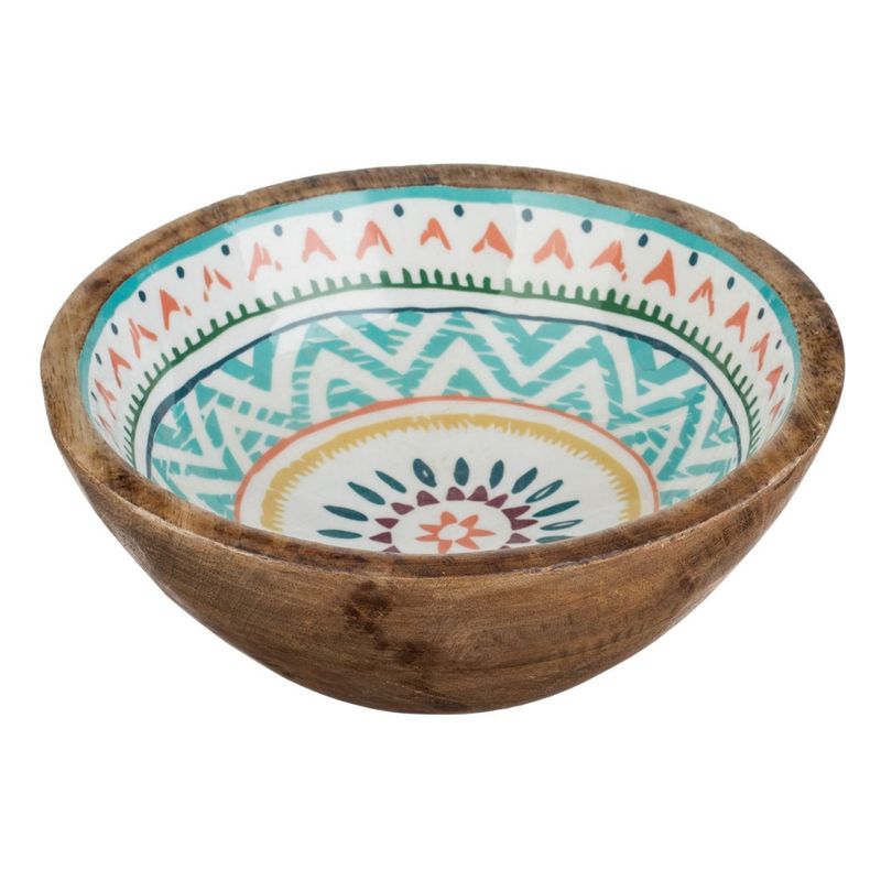 Casa si Gradina - Bucatarie si vesela - Vesela si tacamuri - Farfurii si boluri - Bol din lemn emailat cu design Aztec - Infinity.ro
