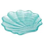 Casa si Gradina - Bucatarie si vesela - Vesela si tacamuri - Farfurii si boluri - Bol Farfurie din Sticla Turcoaz in Forma de Scoica, 13x13x2cm - Infinity.ro