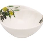 Casa si Gradina - Bucatarie si vesela - Vesela si tacamuri - Farfurii si boluri - Bol Oval Portelan Alb cu Model Masline - Design Mediteranean - Infinity.ro