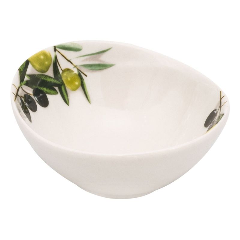 Casa si Gradina - Bucatarie si vesela - Vesela si tacamuri - Farfurii si boluri - Bol Oval Portelan Alb cu Model Masline - Design Mediteranean - Infinity.ro