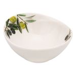 Casa si Gradina - Bucatarie si vesela - Vesela si tacamuri - Farfurii si boluri - Bol Oval Portelan Alb cu Model Masline - Design Mediteranean - Infinity.ro