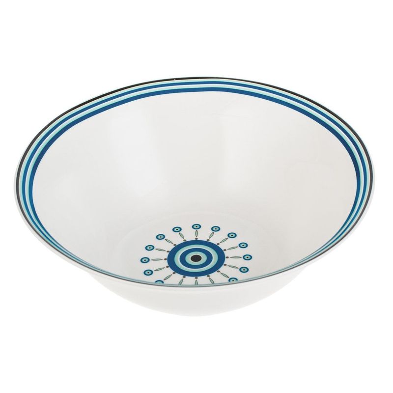 Casa si Gradina - Bucatarie si vesela - Vesela si tacamuri - Farfurii si boluri - Bol portelan cu model tribal ochi, 1.8L, Alb/Albastru/Negru - Infinity.ro