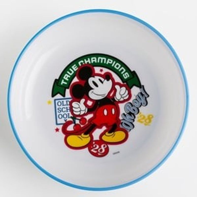 Casa si Gradina - Bucatarie si vesela - Vesela si tacamuri - Farfurii si boluri - Bol rotund anti-alunecare cu decor Mickey, plastic, alb, pentru copii - Infinity.ro