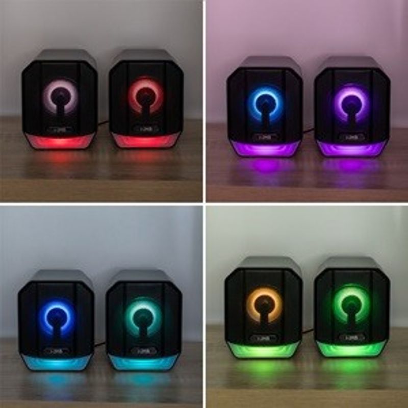 TV, Audio-Video si Foto - Portabile audio - Boxe portabile - Boxe Gaming 6W cu USB si LED RGB, Negru, 2 buc, Cablu 1.2m - Infinity.ro