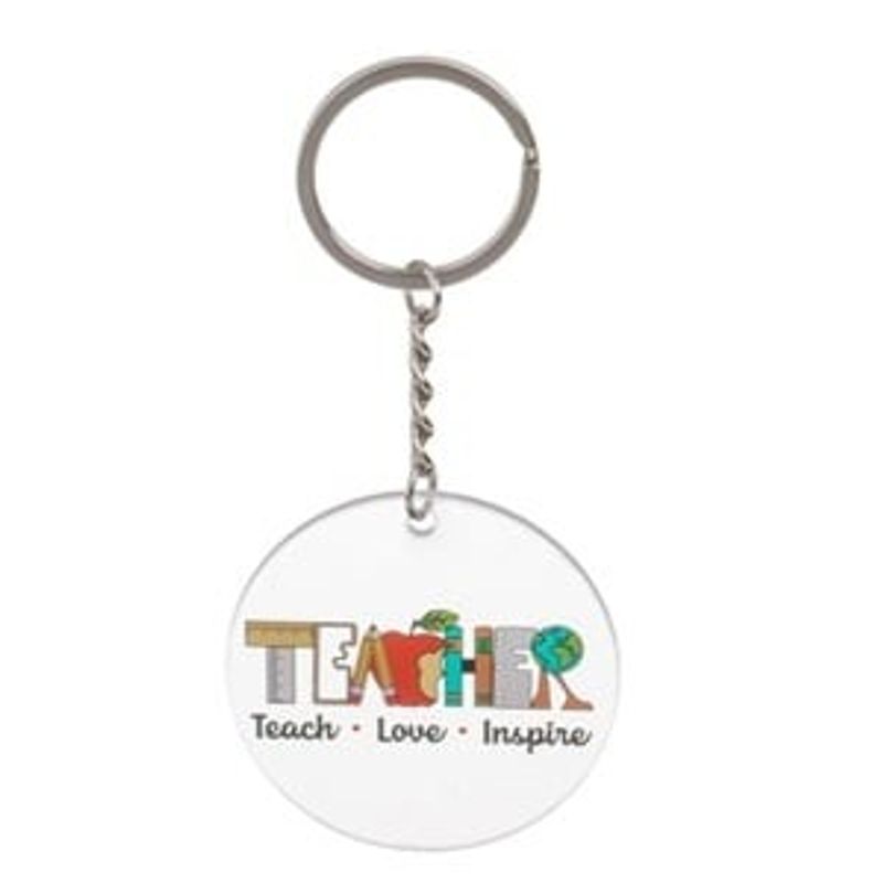 Fashion, accesorii si bijuterii - Copii - Accesorii copii - Alte accesorii copii - Breloc argintiu cu mesaj Teacher - Teach - Love - Inspire, 10 cm - Infinity.ro