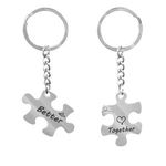 Fashion, accesorii si bijuterii - Copii - Accesorii copii - Alte accesorii copii - Breloc Cadou Argintiu cu Piese Puzzle, Set 2 buc, 10cm - Infinity.ro