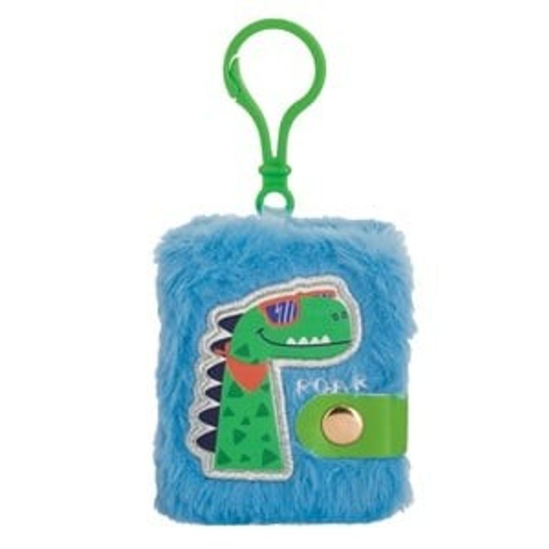 Fashion, accesorii si bijuterii - Copii - Accesorii copii - Alte accesorii copii - Breloc de plus cu carnetel, Verde, Dinozaur, 6x7cm - Infinity.ro
