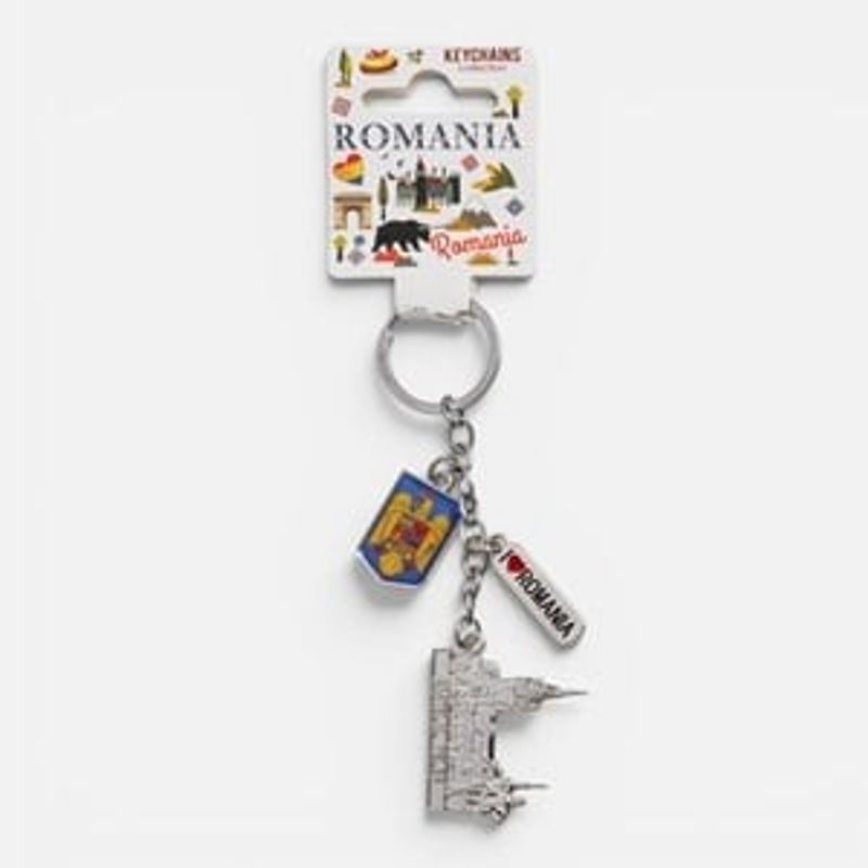 Fashion, accesorii si bijuterii - Copii - Accesorii copii - Alte accesorii copii - Breloc Metalic Suvenir Romania - I Love Romania - Infinity.ro