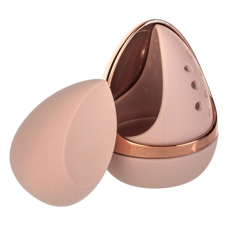 Ingrijire personala si Cosmetice - Machiaj - Aplicatoare si pensule machiaj - Burete de machiaj cu husa de curatare, 2 buc, roz nude - Infinity.ro