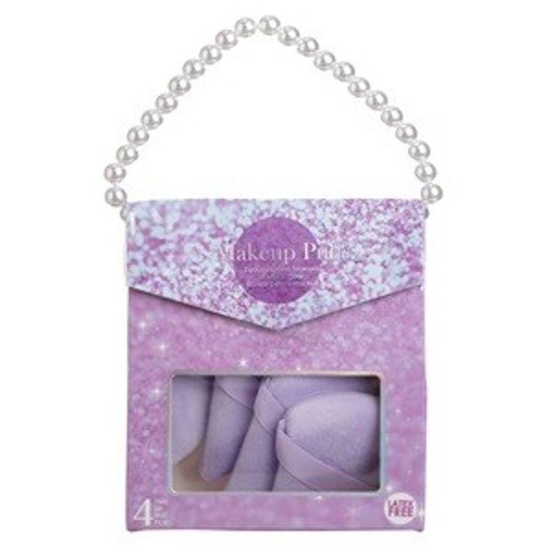 Ingrijire personala si Cosmetice - Machiaj - Aplicatoare si pensule machiaj - Bureti de machiaj triunghiulari, Set 4 buc, Lila, 6x7 cm, cu bratara cu margele - Infinity.ro