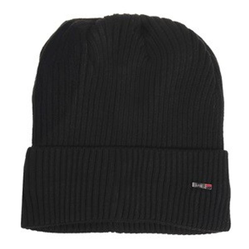 Fashion, accesorii si bijuterii - Barbati - Accesorii barbati - Caciuli si sepci barbati - Caciula tricotata neagra cu captuseala fleece si element metalic, pentru barbati - Infinity.ro