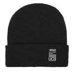 Fashion, accesorii si bijuterii - Barbati - Accesorii barbati - Caciuli si sepci barbati - Caciula tricotata neagra cu captuseala fleece si patch tesut pentru barbati - Infinity.ro
