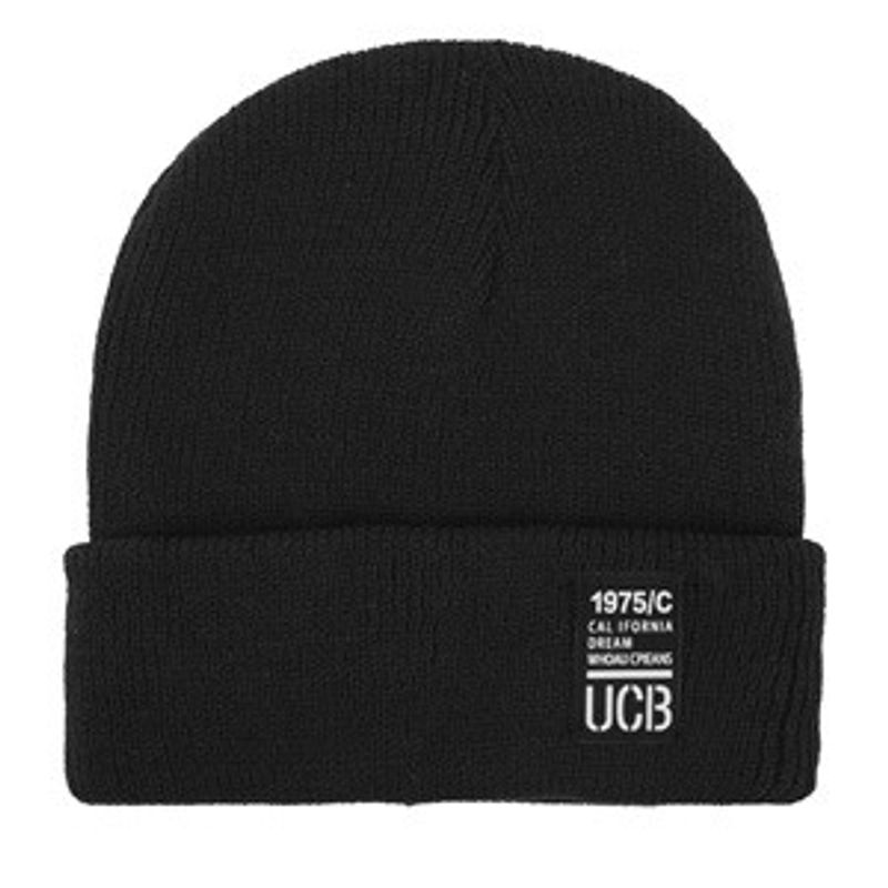 Fashion, accesorii si bijuterii - Barbati - Accesorii barbati - Caciuli si sepci barbati - Caciula tricotata neagra cu captuseala fleece si patch tesut pentru barbati - Infinity.ro