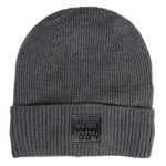 Fashion, accesorii si bijuterii - Barbati - Accesorii barbati - Caciuli si sepci barbati - Caciula tricotata gri cu captuseala fleece si patch PU pentru barbati - Infinity.ro