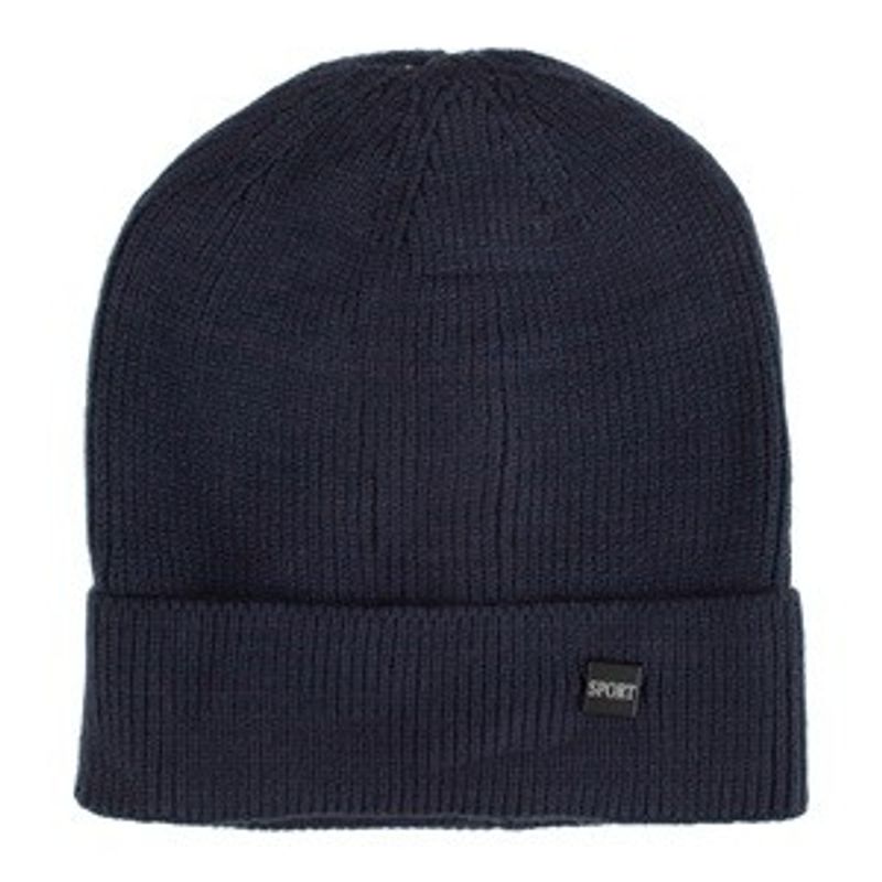 Fashion, accesorii si bijuterii - Barbati - Accesorii barbati - Caciuli si sepci barbati - Caciula tricotata albastra cu captuseala si patch Sport pentru barbati - Infinity.ro