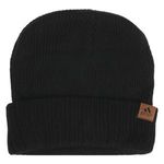 Fashion, accesorii si bijuterii - Femei - Accesorii femei - Caciuli si palarii femei - Caciula tricotata neagra cu bordura intoarsa si patch PU - Infinity.ro