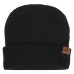 Fashion, accesorii si bijuterii - Femei - Accesorii femei - Caciuli si palarii femei - Caciula tricotata neagra cu bordura intoarsa si patch PU - Infinity.ro