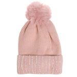 Fashion, accesorii si bijuterii - Femei - Accesorii femei - Caciuli si palarii femei - Caciula tricotata cu captuseala fleece si pompon, Roz, pentru femei - Infinity.ro