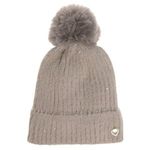 Fashion, accesorii si bijuterii - Femei - Accesorii femei - Caciuli si palarii femei - Caciula tricotata cu paiete, captuseala fleece si pompon, Taupe - Infinity.ro