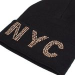 Fashion, accesorii si bijuterii - Femei - Accesorii femei - Caciuli si palarii femei - Caciula tricotata neagra cu strass NYC pentru femei - Infinity.ro