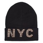 Fashion, accesorii si bijuterii - Femei - Accesorii femei - Caciuli si palarii femei - Caciula tricotata neagra cu strass NYC pentru femei - Infinity.ro