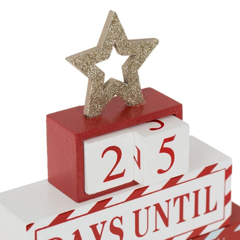 Casa si Gradina - Decoratiuni - Decoratiuni de sezon - Calendar Numaratoarea Inversa Craciun din Lemn Rosu Alb - Infinity.ro