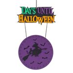 Casa si Gradina - Decoratiuni - Decoratiuni de sezon - Calendar decorativ de Halloween din fetru, cu vrajitoare magnetica, 26x42 cm, mov - Infinity.ro