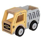 Jucarii, Copii si Bebe - Jucarii si jocuri - Vehicule si jucarii cu telecomanda - Masinute - Camion din Lemn cu 4 Roti, Galben si Gri, 14x7x9cm - Infinity.ro