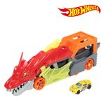 Jucarii, Copii si Bebe - Jucarii si jocuri - Vehicule si jucarii cu telecomanda - Masinute - Camion Dragon cu lansator de masinute, Rosu, Include 1 masina - Infinity.ro